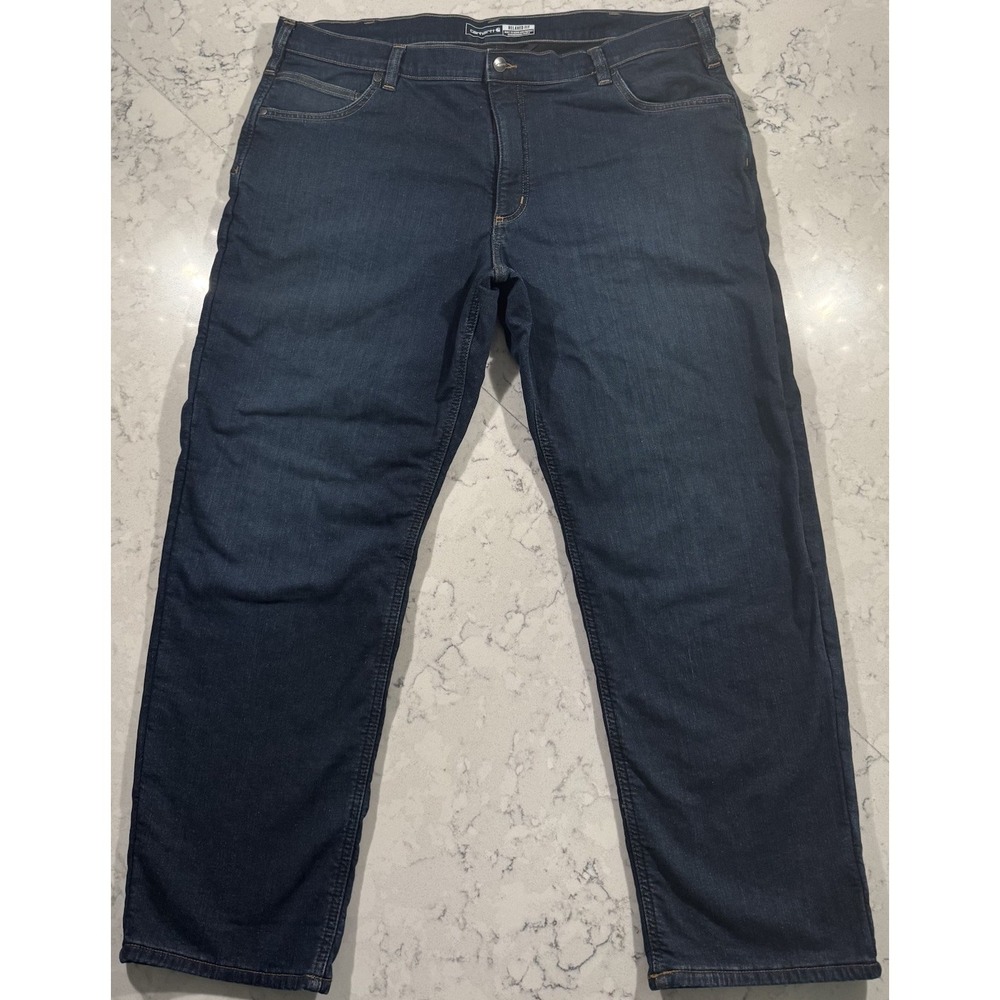 Carhartt Rugged Flex Fleece-Lined Jeans Mens 42x30 Blue Dark Wash BD4939-M